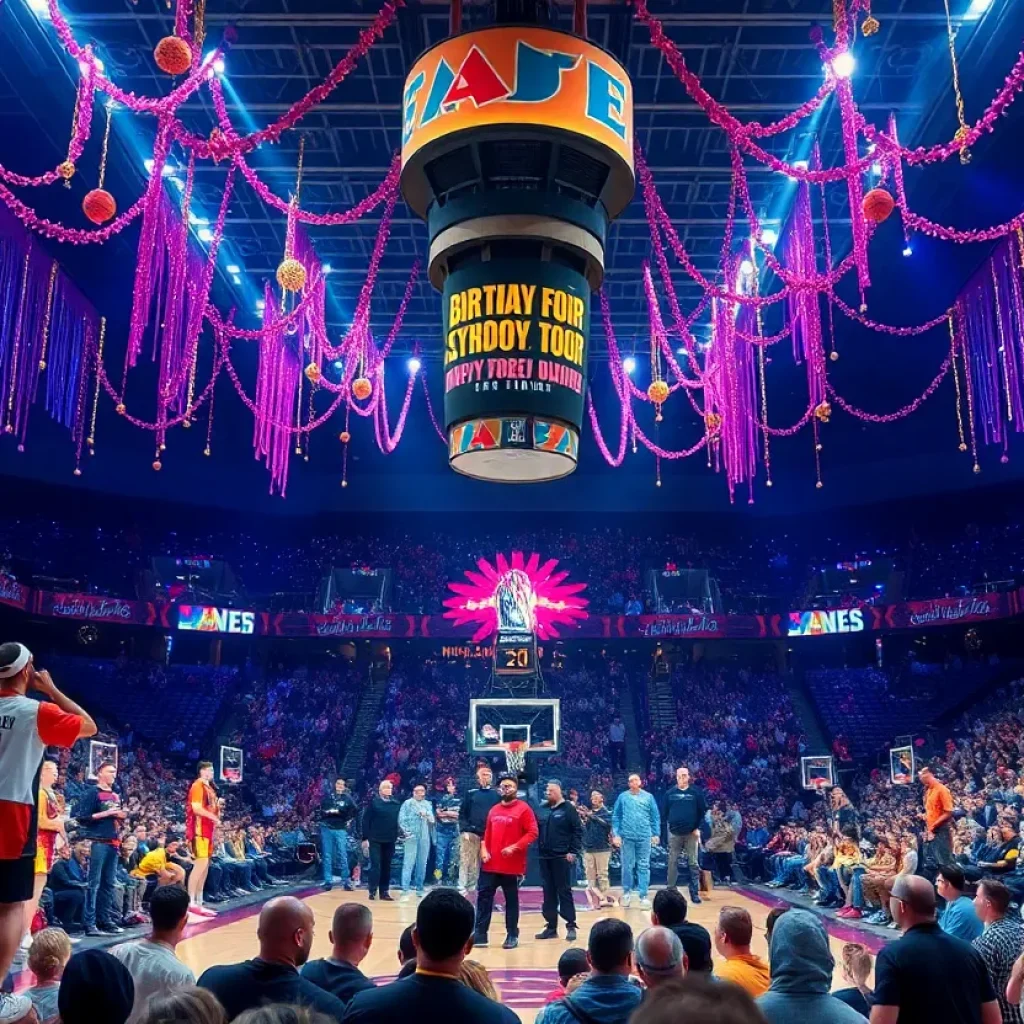 Fans celebrating Big Sean's birthday at Pistons game