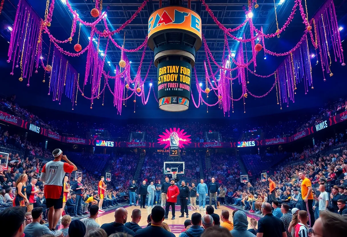 Fans celebrating Big Sean's birthday at Pistons game