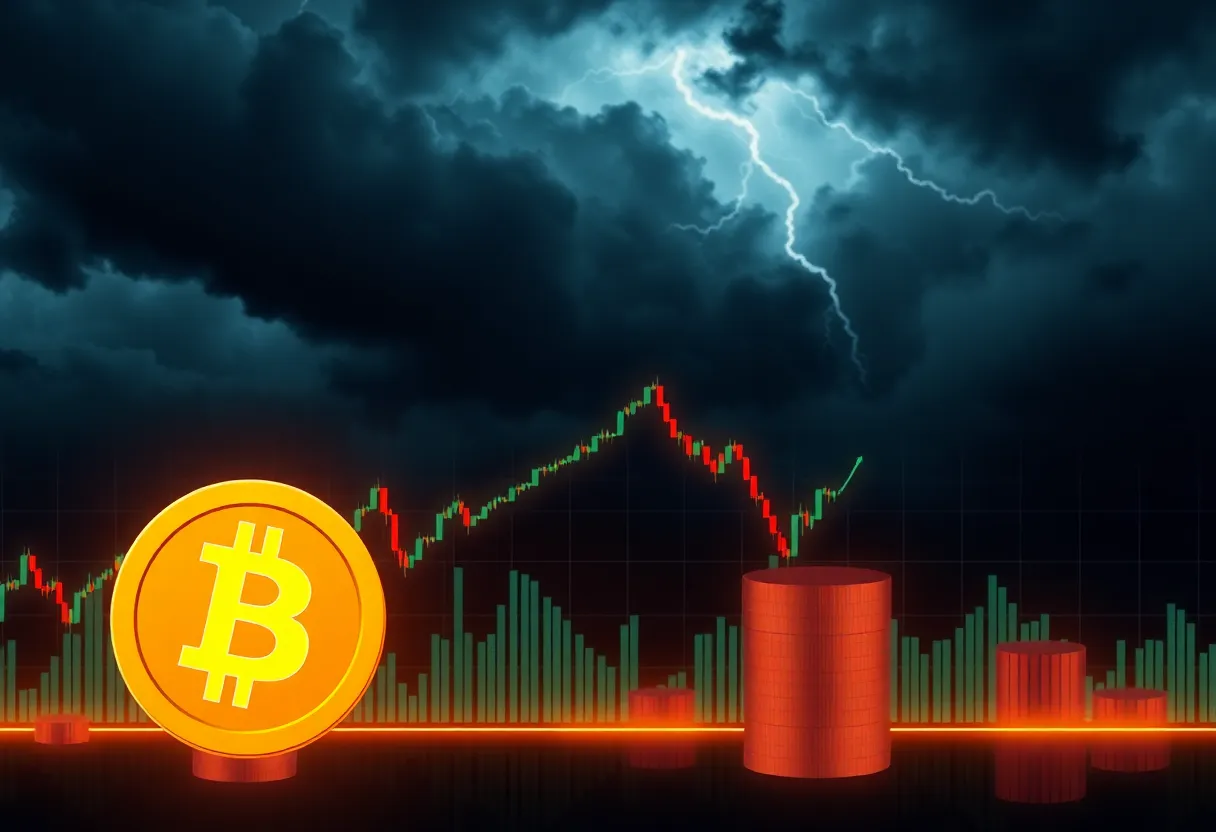 Graph showing declining Bitcoin prices amid market turmoil