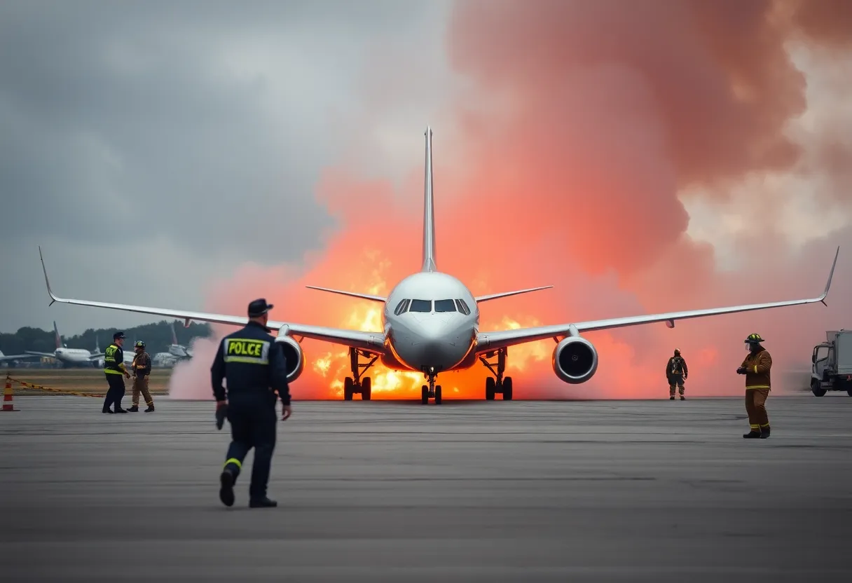 Emergency landing scene of Delta Flight 4819 at the airport