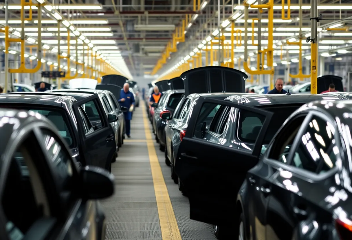 Workers in a Detroit auto factory affected by tariffs