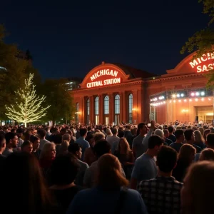 Crowd enjoying an outdoor concert in Detroit