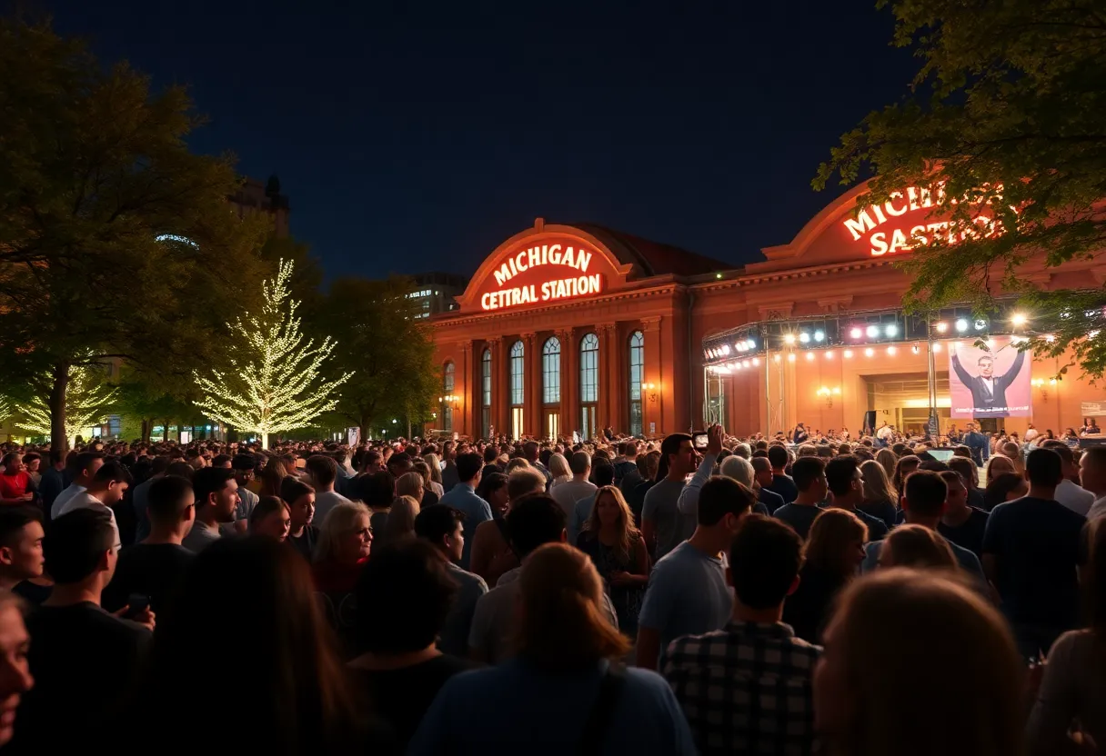 Crowd enjoying an outdoor concert in Detroit