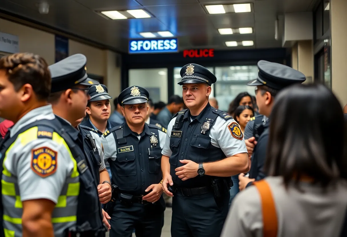 Detroit Police officers interacting with community members