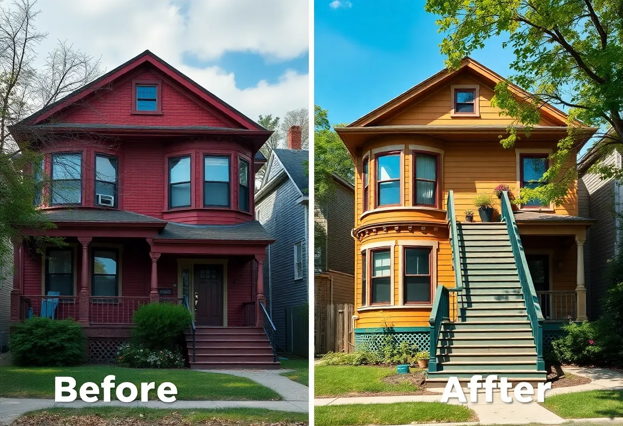 Before and after renovation of Detroit homes