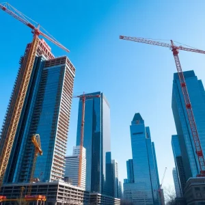 New buildings under construction in Detroit's skyline