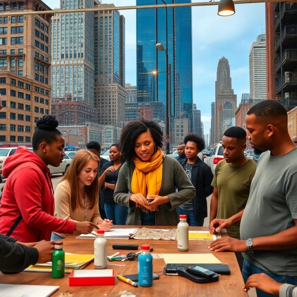 Community members engaged in a social entrepreneurship workshop in Detroit.