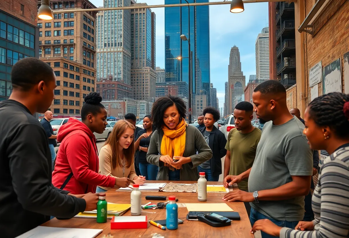 Community members engaged in a social entrepreneurship workshop in Detroit.