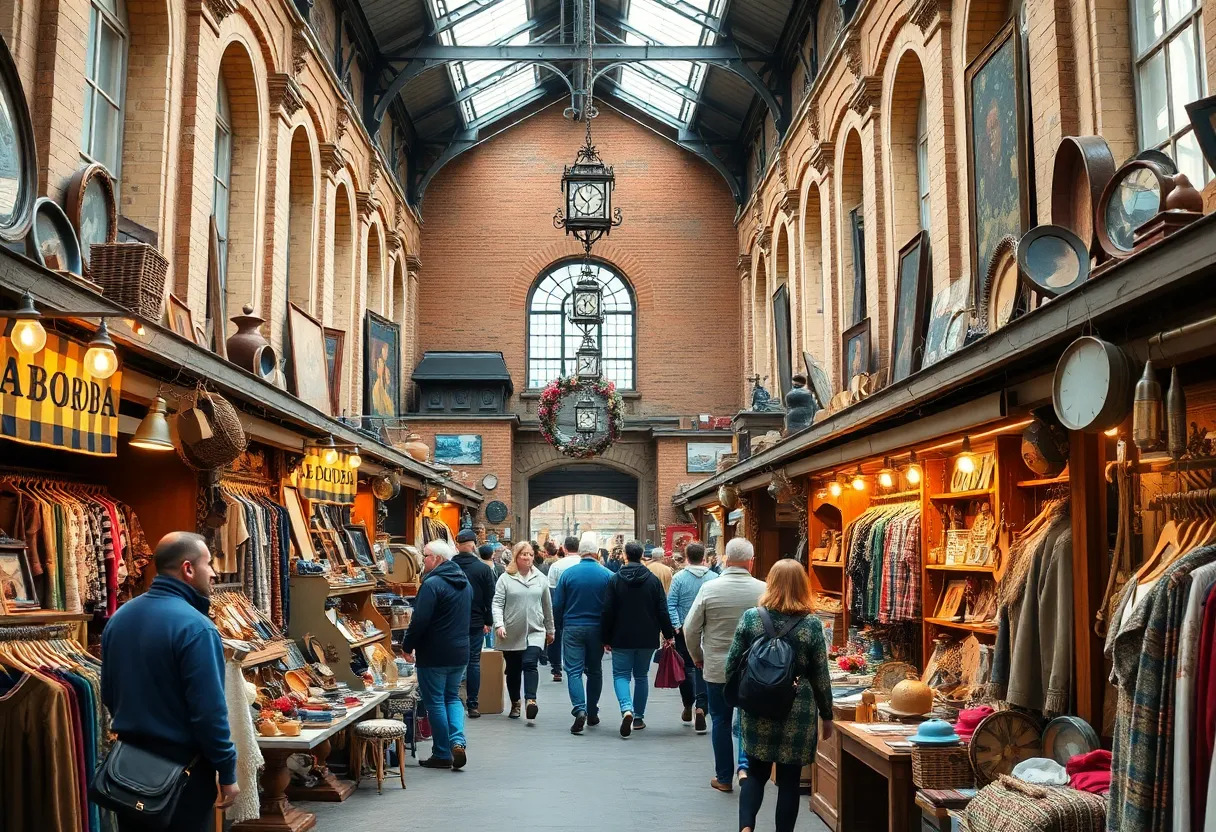 Shoppers exploring vintage items at the Detroit vintage market