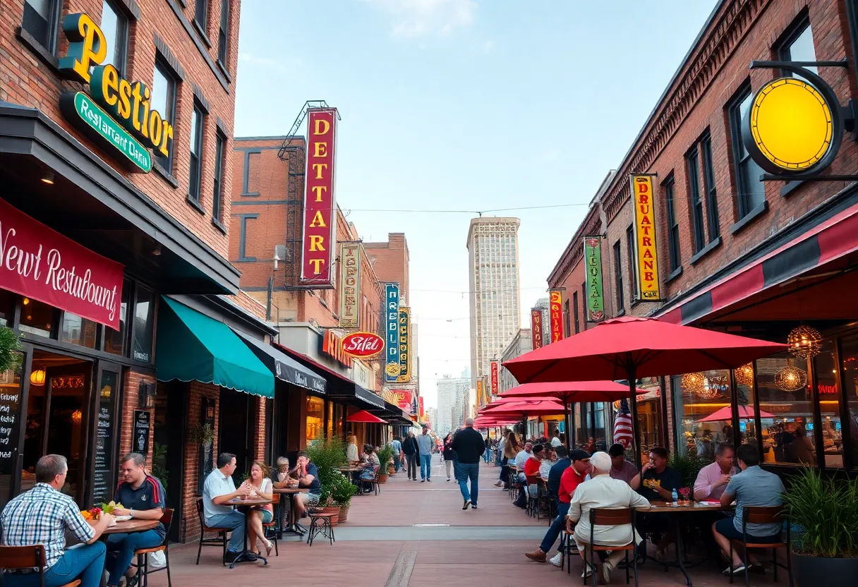 People dining outside at new restaurants in Detroit