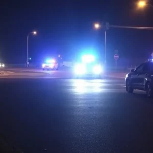 Road intersection with emergency response lights