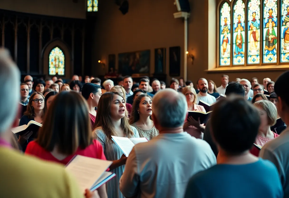 Choir performing sacred music at Detroit Parish