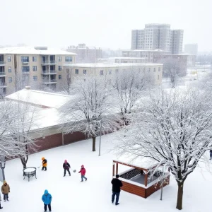 Snow-covered streets of Southeast Michigan during a winter storm