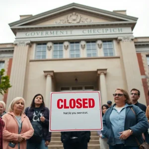 Closed SSA Office in Okemos with community members outside