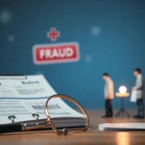 Abstract representation of healthcare billing practices and fraud investigation