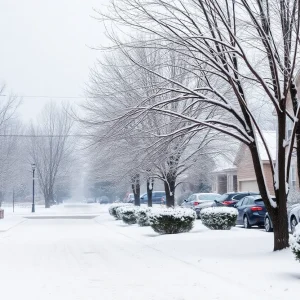 Snowy landscape in southeast Michigan during winter weather