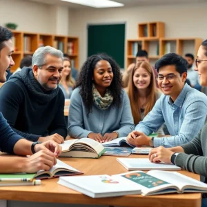 Adult learners in classroom participating in educational programs.