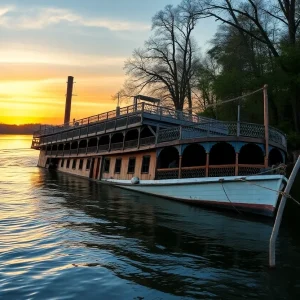 The sunken AuSable River Queen riverboat in Oscoda Township