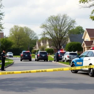 Police conducting a drug bust in a residential area of Branch County, Michigan.