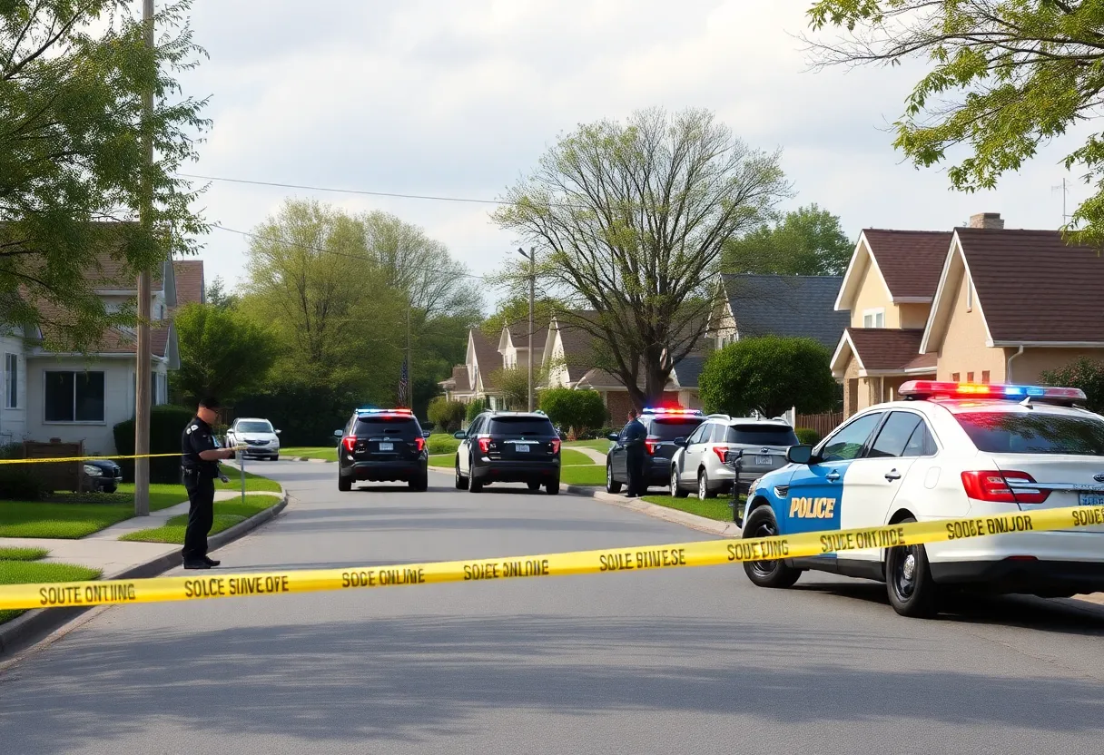 Police conducting a drug bust in a residential area of Branch County, Michigan.