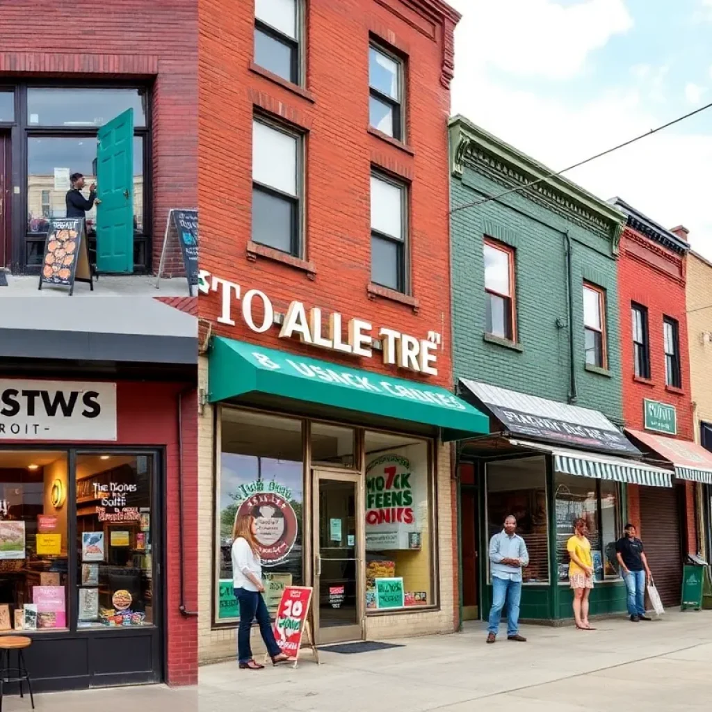 Vibrant storefronts of Black-owned businesses in Detroit.