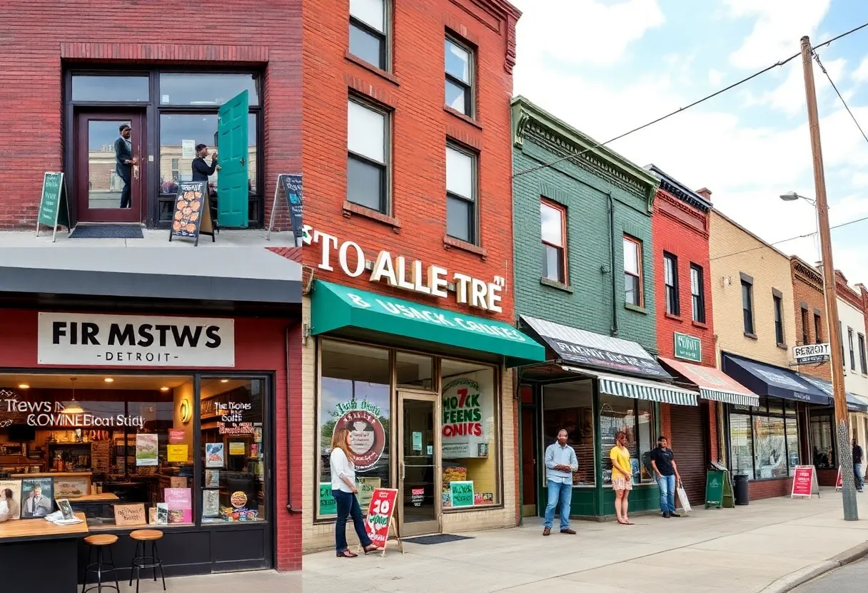 Vibrant storefronts of Black-owned businesses in Detroit.