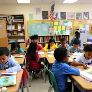 Students actively learning in a Detroit public school classroom