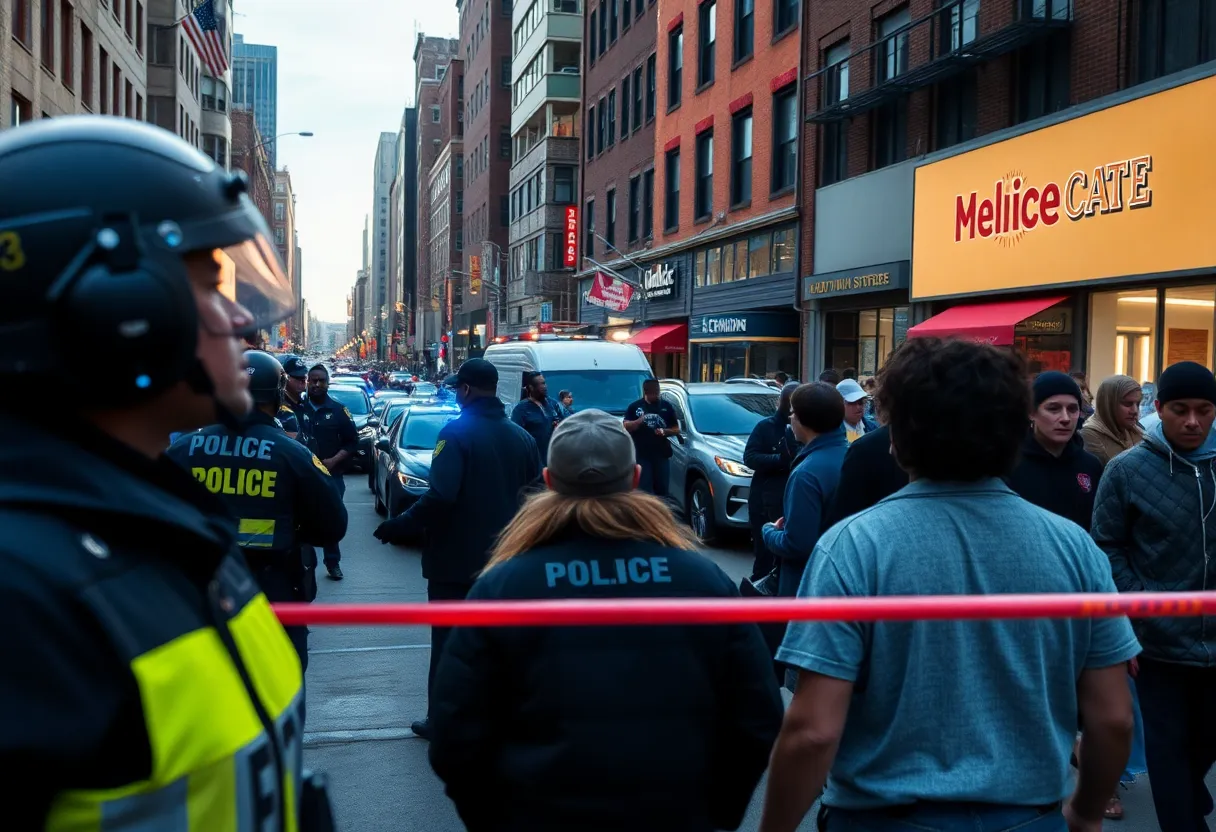 Detroit street scene post-shooting with police presence