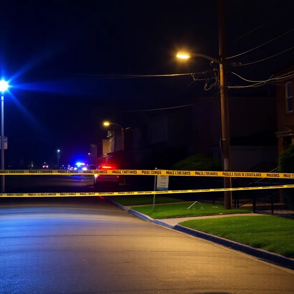 Police lights in a Detroit neighborhood following a shooting incident.