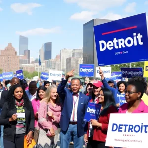 Campaign scene in Detroit for the upcoming mayoral election.