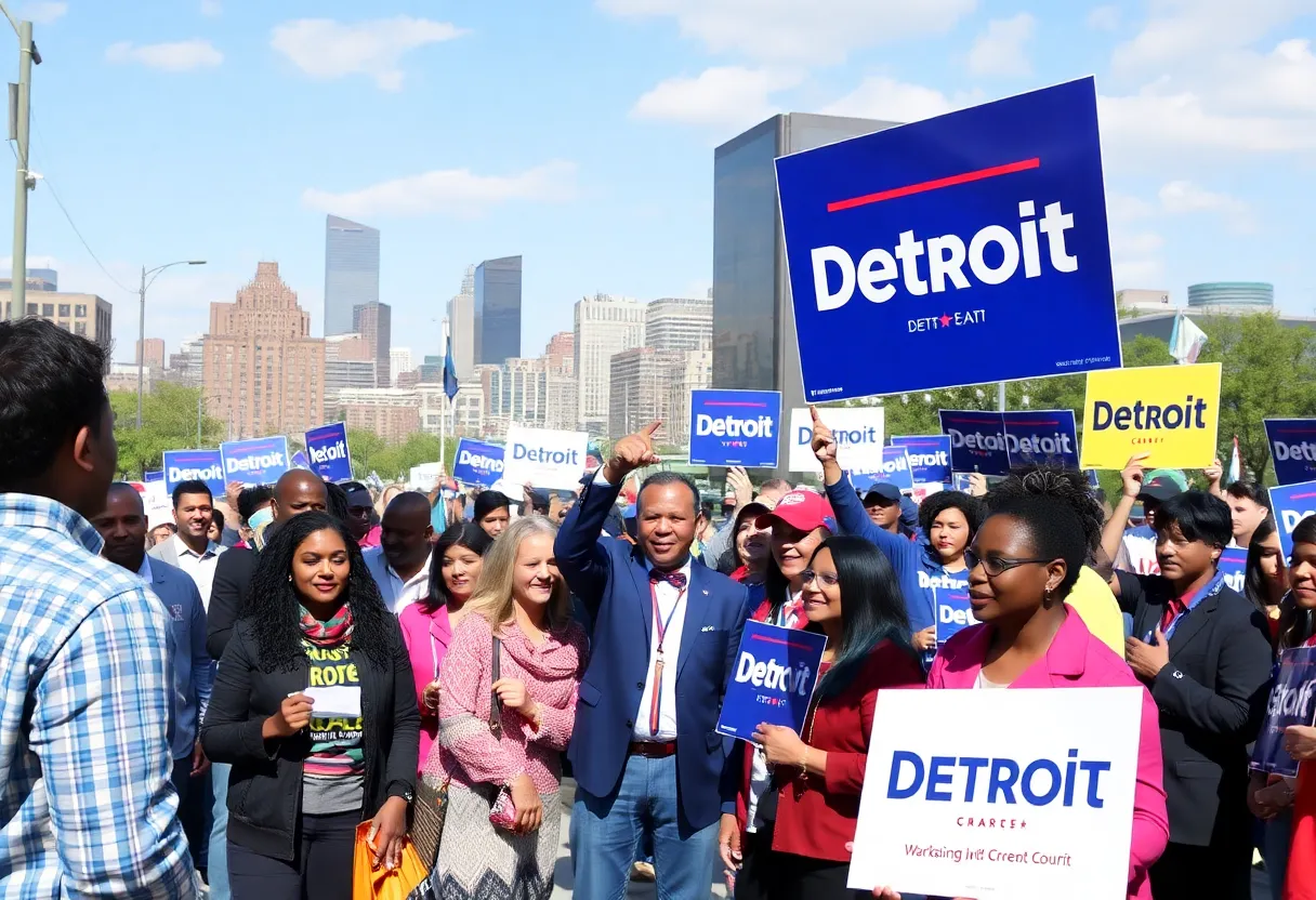 Campaign scene in Detroit for the upcoming mayoral election.