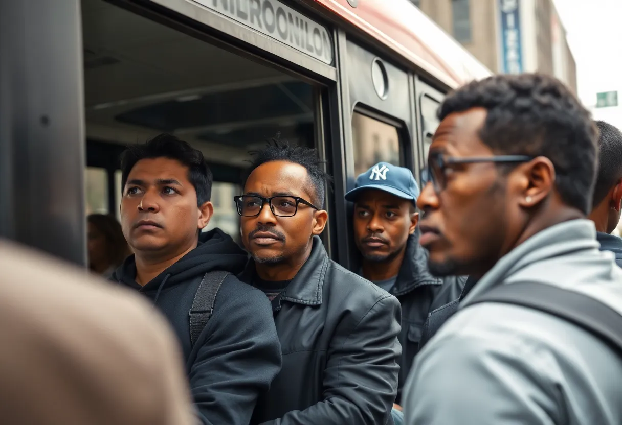 Public bus in Detroit showing concerned passengers