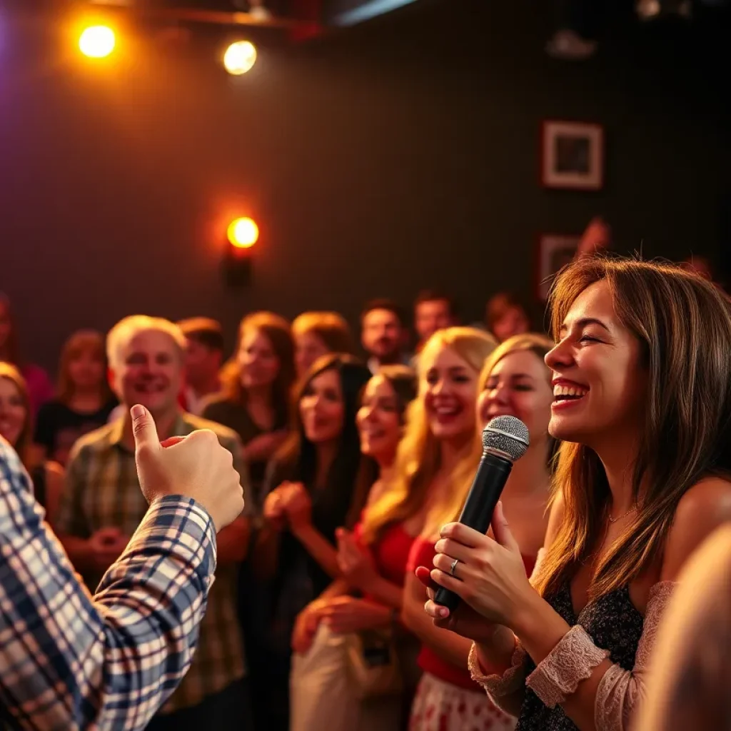 Audience enjoying a performance featuring comedy and music in Detroit