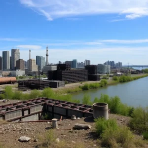 Abandoned industrial site along the Detroit Riverfront