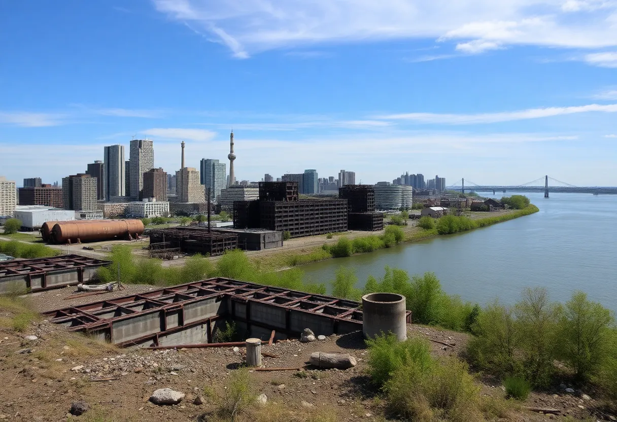 Abandoned industrial site along the Detroit Riverfront