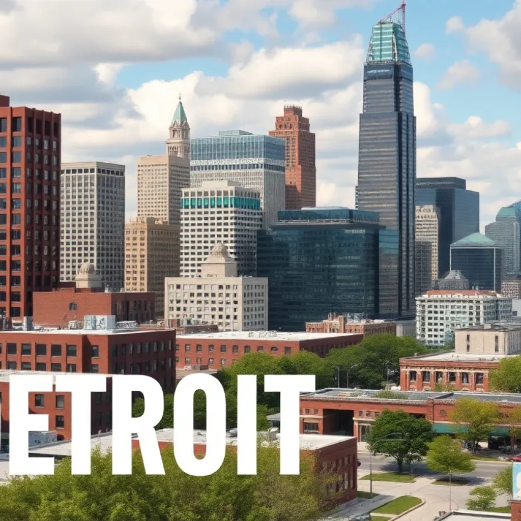 Detroit urban skyline showcasing modern buildings and development