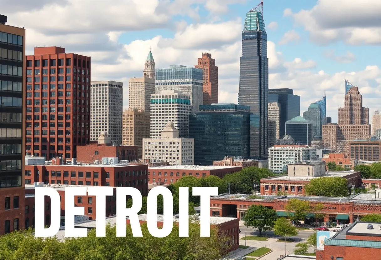 Detroit urban skyline showcasing modern buildings and development