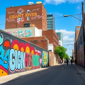 Colorful street art murals in Detroit