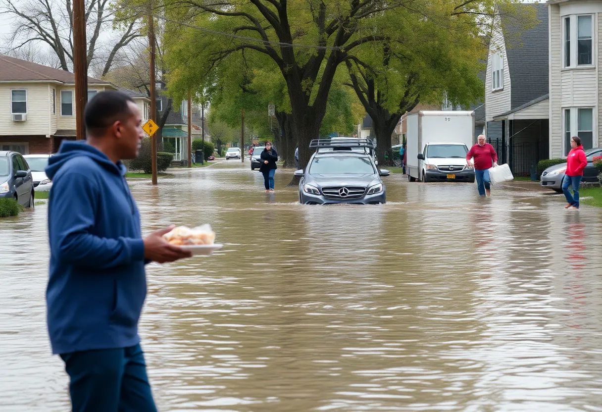 Community support during Detroit water main break recovery efforts.