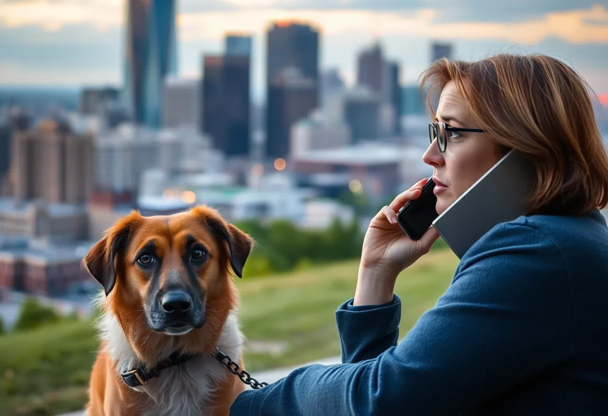 A worried pet owner on the phone in Detroit