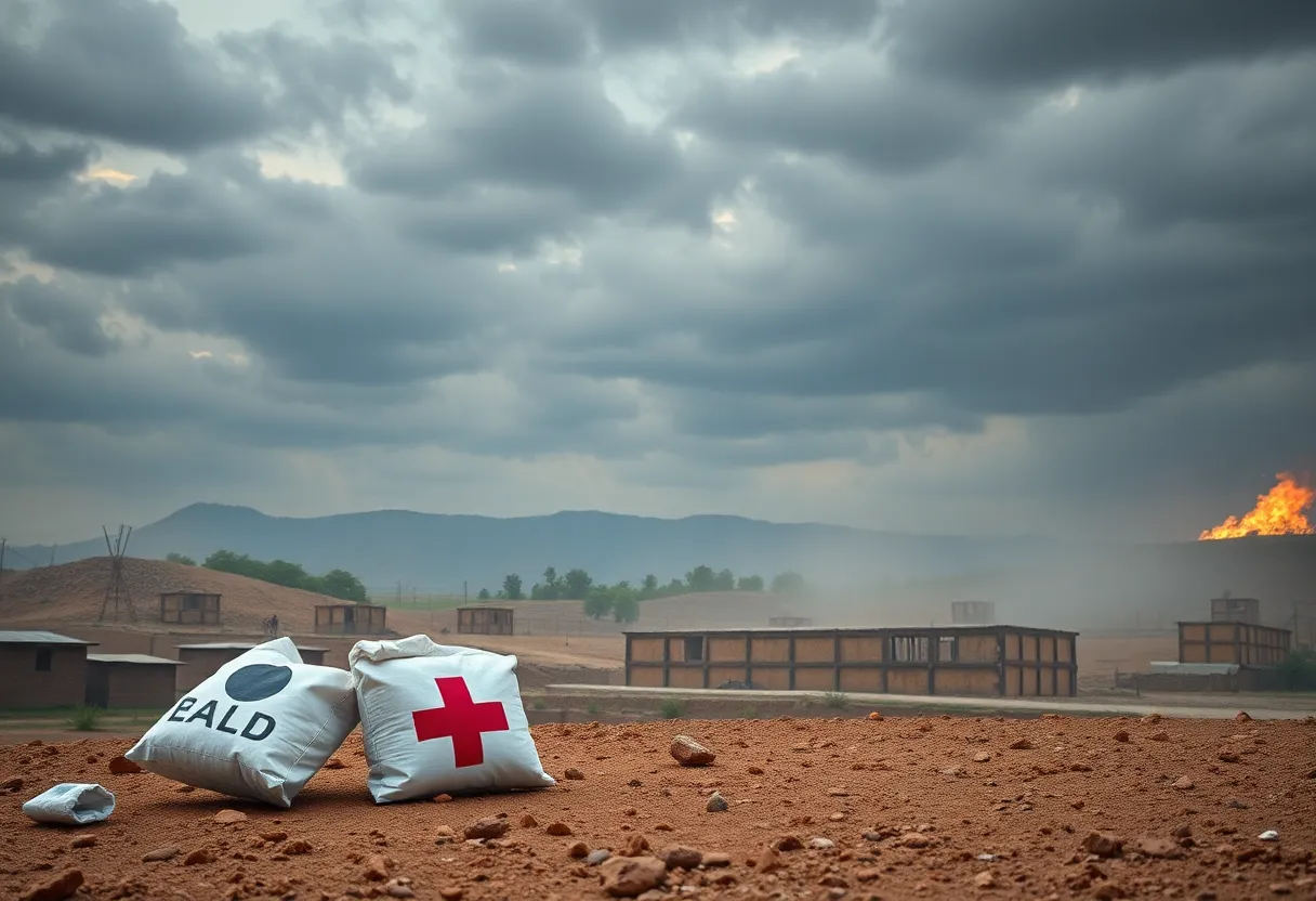 Conceptual image representing international aid and conflict