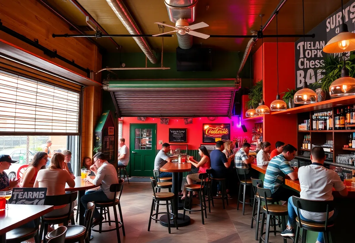 Interior of Dirty Shake bar with guests enjoying drinks