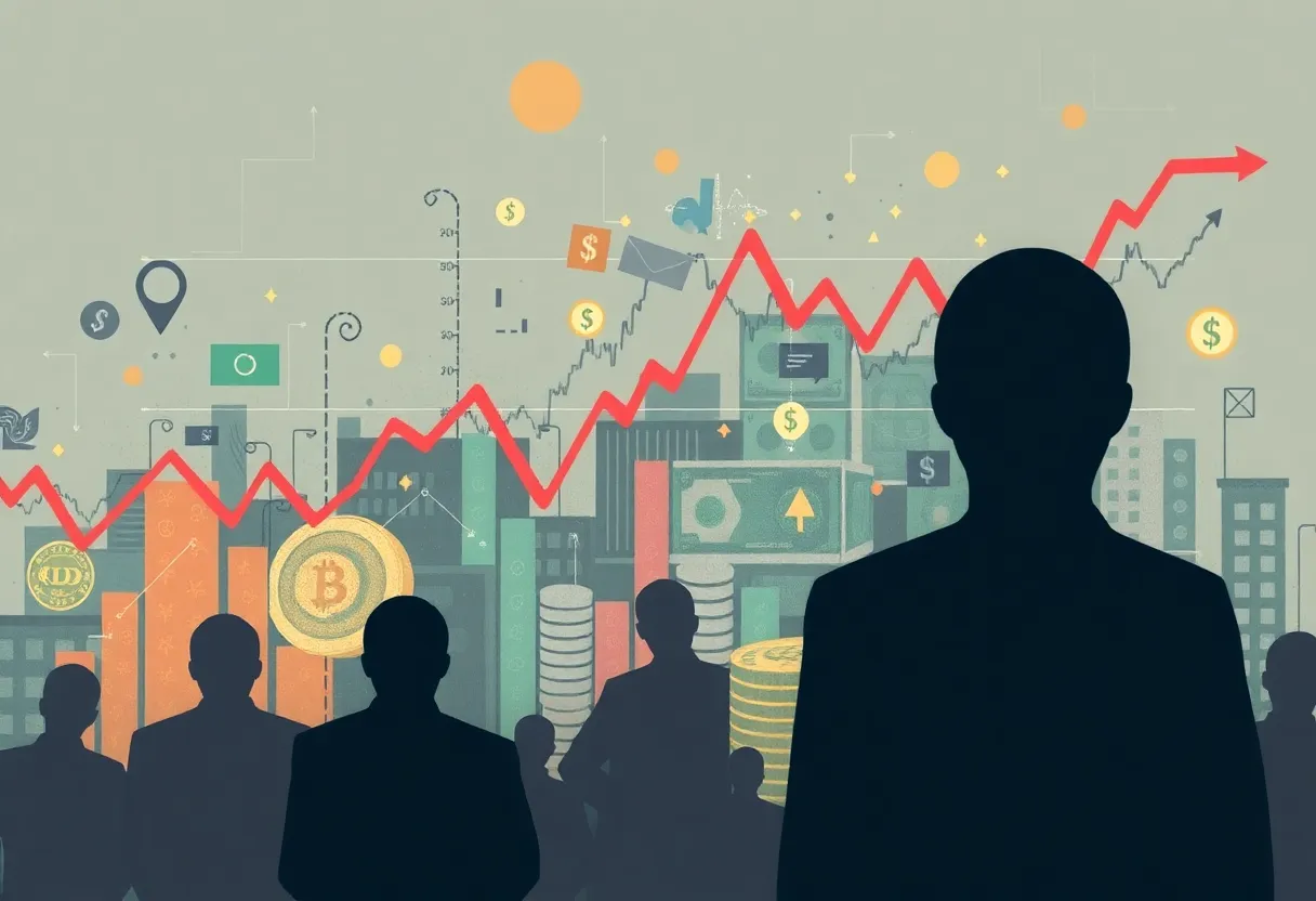 Illustration of economic uncertainties and stock market fluctuations.