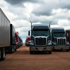 Empty trucks parked in a yard signaling a company closure