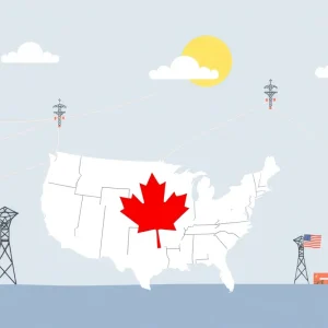 Illustration of power lines symbolizing energy trade between Ontario and the U.S.