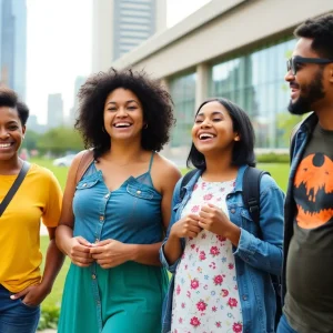 A family exploring Detroit's outdoor park and museum areas