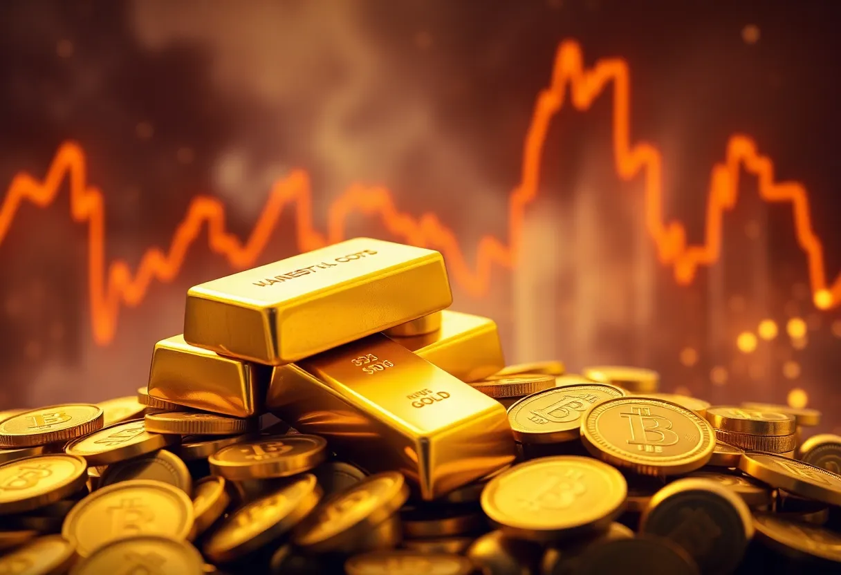 Gold bars and coins symbolizing rising gold prices