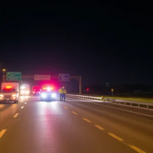 Emergency responders at the scene of a head-on crash on Southfield Freeway in Detroit.