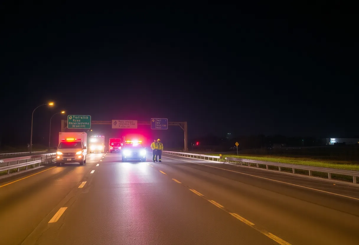 Emergency responders at the scene of a head-on crash on Southfield Freeway in Detroit.