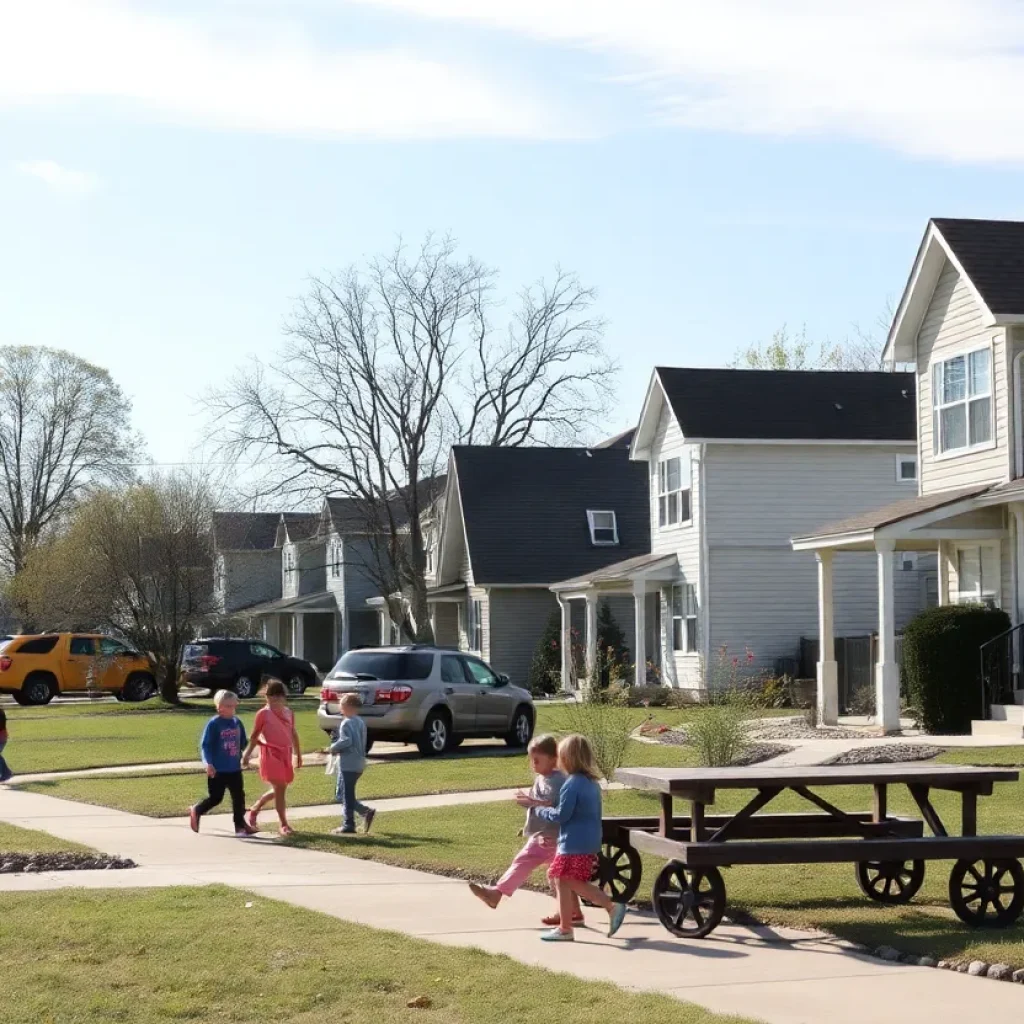 Children playing in a suburban neighborhood